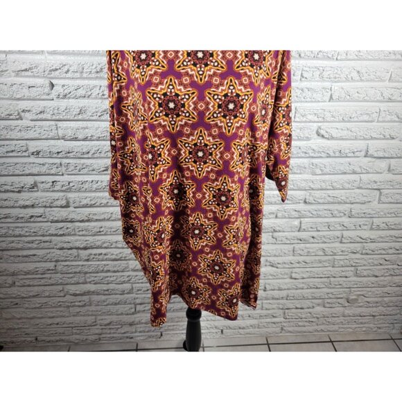 Lularoe Womens Top 3XL Plus Short Sleeve Purple Geometric Asymmetric GEO136XE - Picture 3 of 9